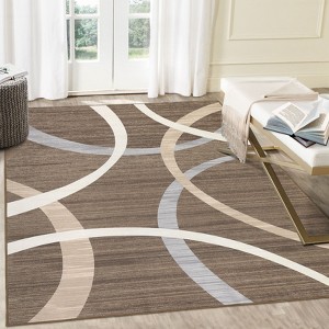 Machine Washable Rug Low Pile  Area Rug  Non Slip Modern Geometric Rug Foldable Stain Resistant Rugs for Living Room Bedroom Indoor Ultra Thin Carpet - 1 of 4