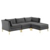 4pc Ardent Performance Velvet Sectional Sofa Gray - Modway: Luxurious Upholstered Seating, Wood Frame - 2 of 4