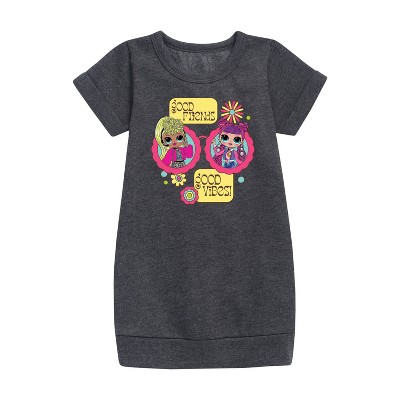 - LOL Surprise! - Toddler & Youth Girls Fleece Dress Graphic Short Sleeve Fleece Dress