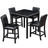FONTOI Wooden Counter Height Dining Set with Square Table Crystal Edge Detail and Upholstered Chairs for Stylish Kitchen Dining Spaces, Black, - 2 of 4