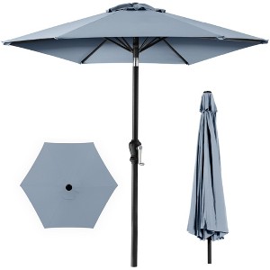 Best Choice Products 10ft Outdoor Steel Market Patio Umbrella w/ Crank, Tilt Push Button, 6 Ribs - Breeze Blue - 1 of 4