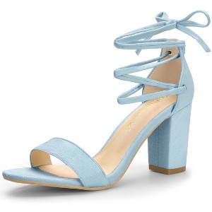 Allegra K Women's Tie-Up Strappy Chunky High Heels Sandal - 1 of 4