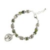 Dicksons 35-8086 Tree of Life Cross Green Maifanite and Jade One Size Genuine Beaded Stone Women's Charm Stretch Bracelet - 2 of 2