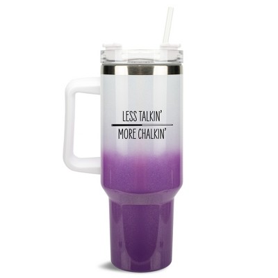 100 North Less Talkin' More Chalkin' Billards Pool Player Wrap-Around 40 Oz. Stainless Steel Water Bottle Coffee Mug, Spill & Leak Resistant, Travel
