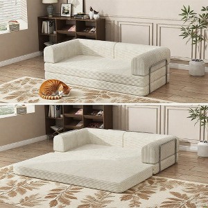 78.5" Convertible Sleeper Sofa Bed with Fixed-Shape Frame, Folding Mattress Couch, Washable Floor Sofa for Small Spaces, No Assembly Floor Couch - 1 of 4