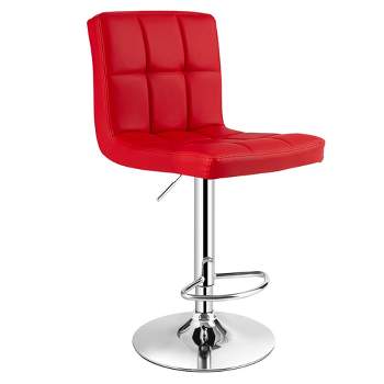 Costway Adjustable Swivel Bar Stool Counter Height Bar Chair PU Leather w/ Back Red\Brown
