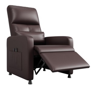 Power Recliner Chair, Adjustable Electric Recliner Ergonomic Overstuffed PU Leather Single Sofa, Tall Back, Padded Seat, Home Theater Seating - 1 of 4