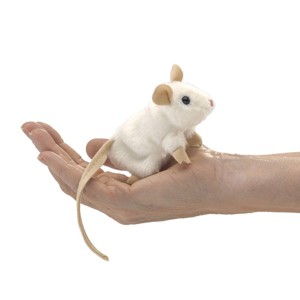 Folkmanis Puppets Mini White Mouse Finger Puppet 2776 - 1 of 4