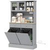 HOMCOM 68" Kitchen Pantry Cabinet with Charging Station, 2 Tilt Out Trash Cabinets and Microwave Stand, Modern Storage Cabinet - 4 of 4