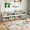 Costway Kids Toy Storage Organizer with 2 Movable Drawers Open Shelf Compartment for Kids Gray/White - 4 of 4