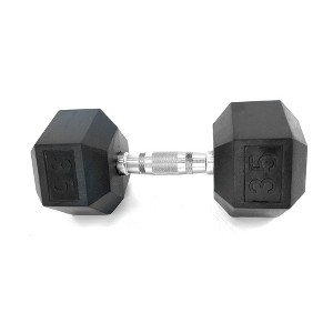 NAYSAYE Dumbbell 35LBS Hex Dumbbell with Chrome Plated Knurled Handle Rubber Coated Solid Cast Iron for Home Gym, Silver, 14"*7"*6" - 1 of 4