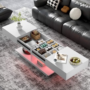 ORRD Extendable Coffee Table 41-77" - Multifunctional Storage Ottoman with Hidden Compartments for Living Room（Black） - 1 of 4