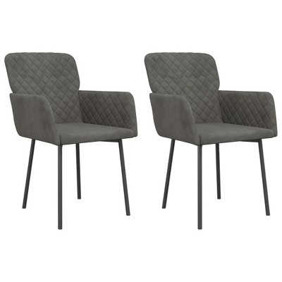 vidaXL Dining Chairs, 2 Pcs, Dark Gray Velvet