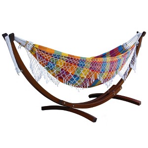 Vivere 10 ft Brazilian Hammock with Solid Pine Arc Stand - 1 of 4