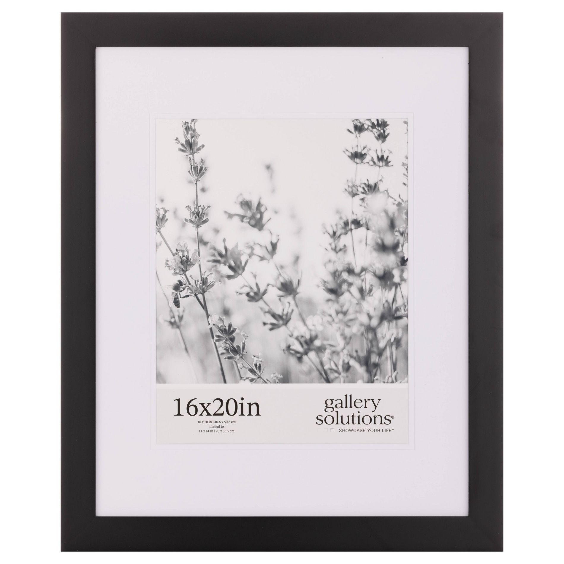 Gallery Solutions 16"x20" Mat to 11"x14" Gallery Photo Frame Black