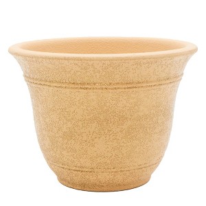 The HC Companies Sierra Round Self-Watering Pot, Plastic Stoneware Planter with Internal Disk for Indoor and Outdoor Plants, 16 Inch, Arizona Sand - 1 of 3