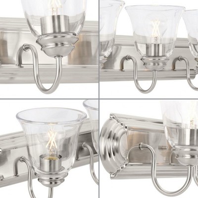 Brushed Nickel 24" Clear Glass 3-Light Vanity Fixture