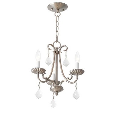 Daphne Brushed Nickel 3-Light Mini Chandelier with Teardrop Crystals