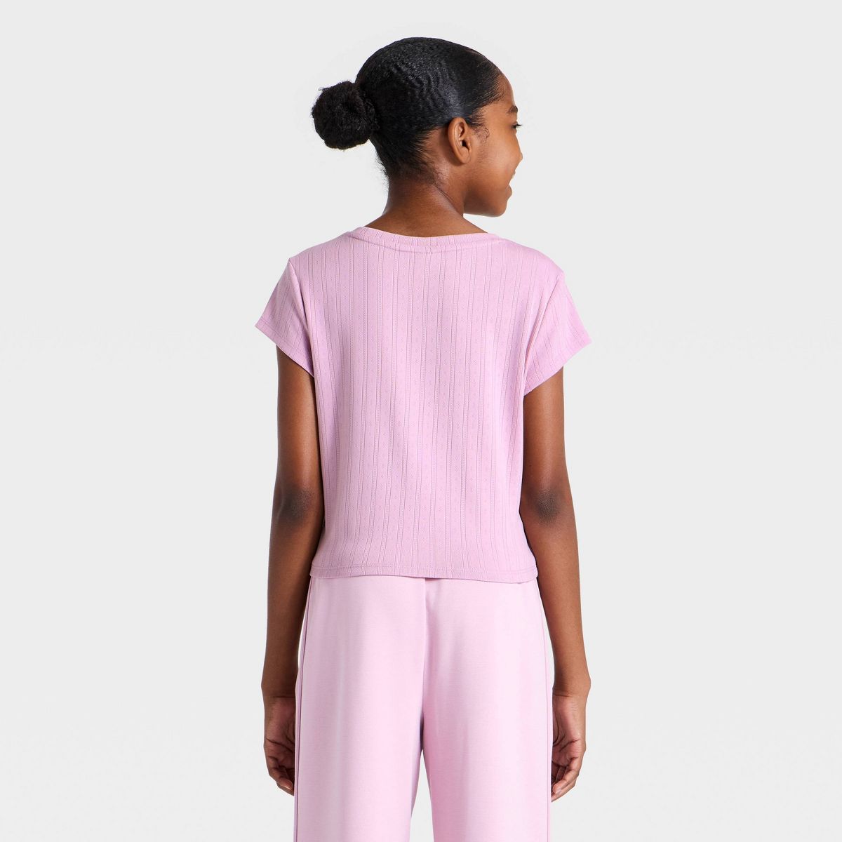 Girls' Short Sleeve Pointelle Active T-Shirt - All In Motion™ - thumbnail 5