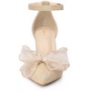 Allegra K Women's Bow Knot Pointed Toe Block Heel Pumps - 2 of 4