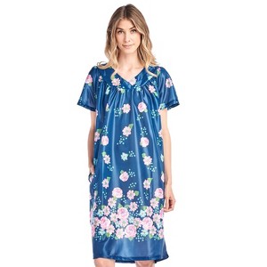 Casual Nights Women's Short Sleeve Muumuu Lounger Dress - 1 of 4