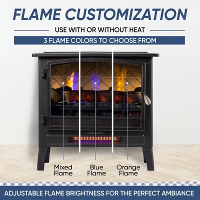 Navy Blue Freestanding Electric Fireplace Stove with Mantel