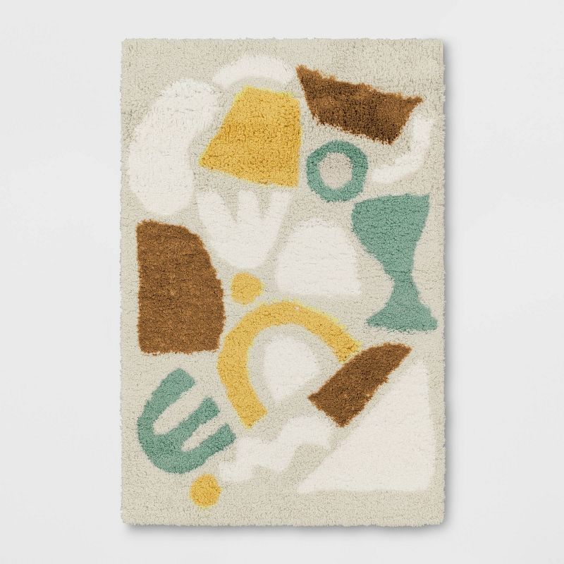 4&#39;x6&#39; Eclectic Shapes Area Kids&#39; Rug Pink/Mint - Pillowfort&#8482;, 1 of 5