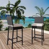 Wicker Woven Outdoor Bar Stools Set, Rattan Patio Stools & Patio Armless Bar Chairs, Outdoor Bar Height Chair With Soft Seat Cushion - 3 of 4