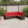 vidaXL 6 Piece Patio Sofa Set with Cushions Brown Poly Rattan - 2 of 4