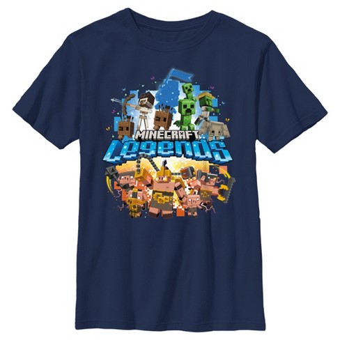 Boy's Minecraft Legends Poster T-Shirt - Navy Blue - Large