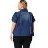 Agnes Orinda Women's Plus Size Spring Trend Denim Short Sleeve Distressed Jacket with Pockets - 4 of 4