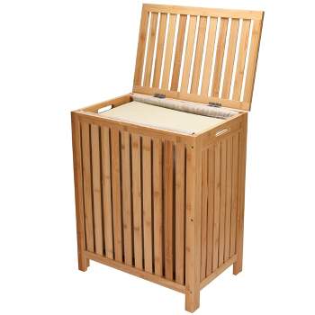 2LB Depot Waterproof Bamboo Laundry Basket with Lid - Brown