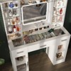 43.4inch Makeup Vanity Table with Lighted Mirror & Power Strip, 3 Lighting Colors, White - 4 of 4