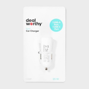 2-Port 25W Car Charger - dealworthy™ White - 1 of 4
