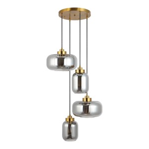 Equinox 4 Light 19" Height Adjustable Pendant - PND4142 - Smoke Grey/Brass - Safavieh - 1 of 4
