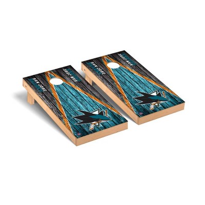 NHL San Jose Sharks Premium Cornhole Board Weathered Triangle Version