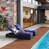 Jojoka 2pc Outdoor Chaise Lounge Chairs, PE Rattan Pool Loungers with Cushions, 5-Position Adjustable Backrest, Cup Holder, for Patio, Deck, Garden - 3 of 4