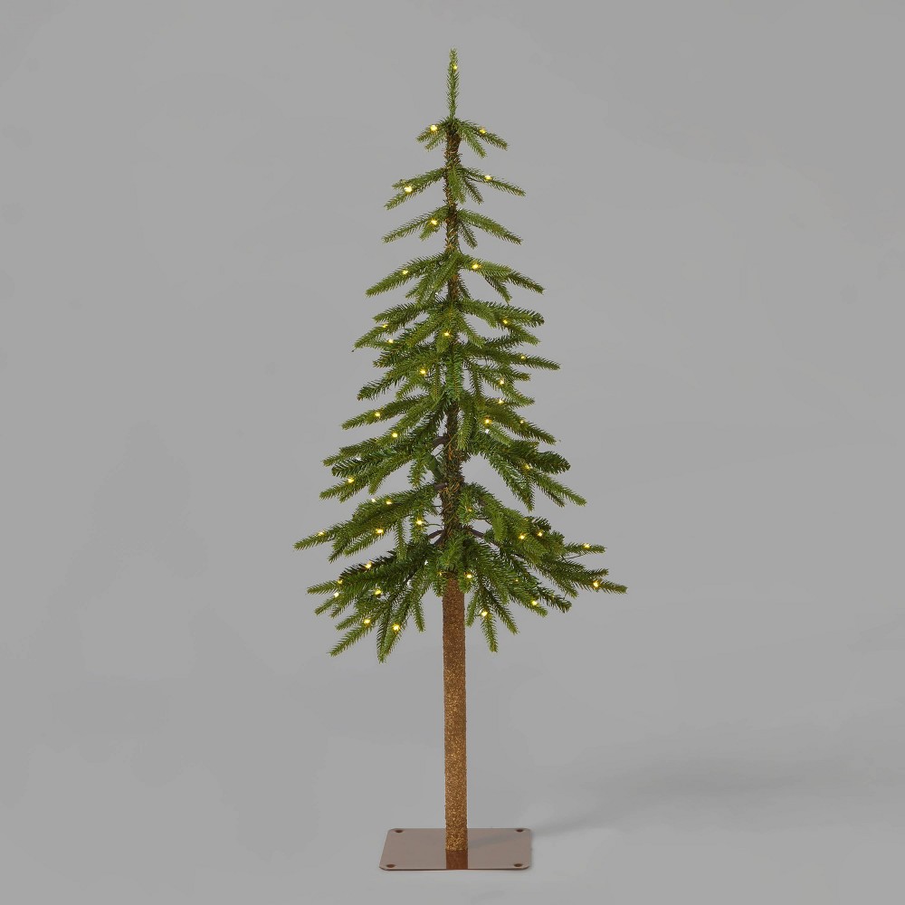 4ft Pre-Lit Downswept Alpine Balsam Artificial Christmas Tree Warm White Dew Drop LED Lights - Wondershop