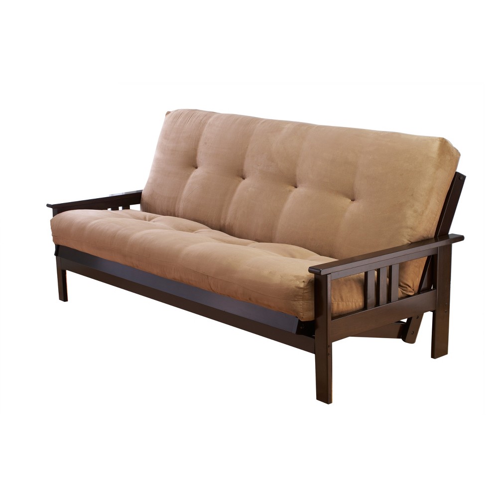 Photos - Sofa Full Chicago Frame and Coil Mattress Espresso/Peat Suede - Dual Comfort: Hardwood Convertible  Bed