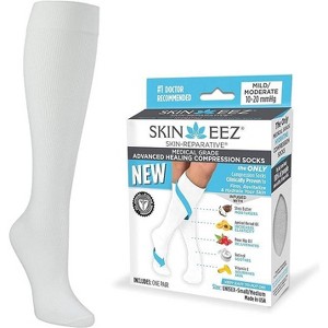 Skineez Medical Grade Advanced Healing Compression Socks 10-20mmHg, White, Black or Tan, Small - X Large Sizes, 1 Pair - 1 of 3