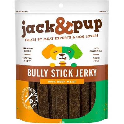 Jack & Pup Beef Bully Stick Jerky Dog Treats - 12oz