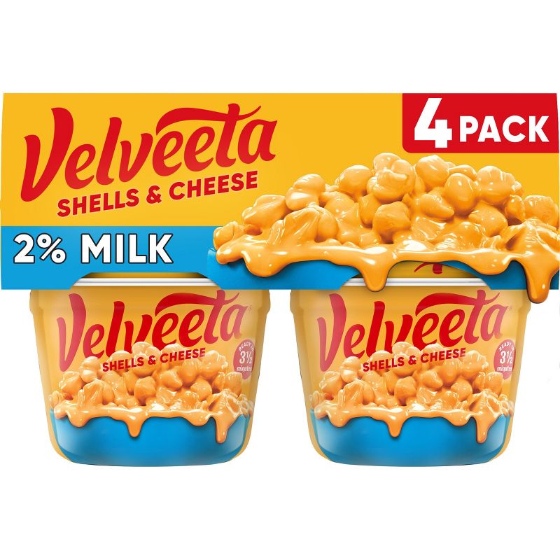 Velveeta Shells &#38; Cheese Original Mac and Cheese Cups Easy Microwavable Dinner with 2% Milk - 8.76oz/4ct, 1 of 11