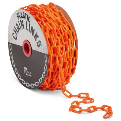 Stockroom Plus 100 Foot Safety Plastic Chain Links for Access Restriction, Indoor or Outdoor Supplies, Orange (1.5-Inch Links)