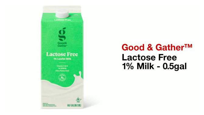 Lactose Free 1% Milk - 0.5gal - Good & Gather&#8482;, 2 of 6, play video