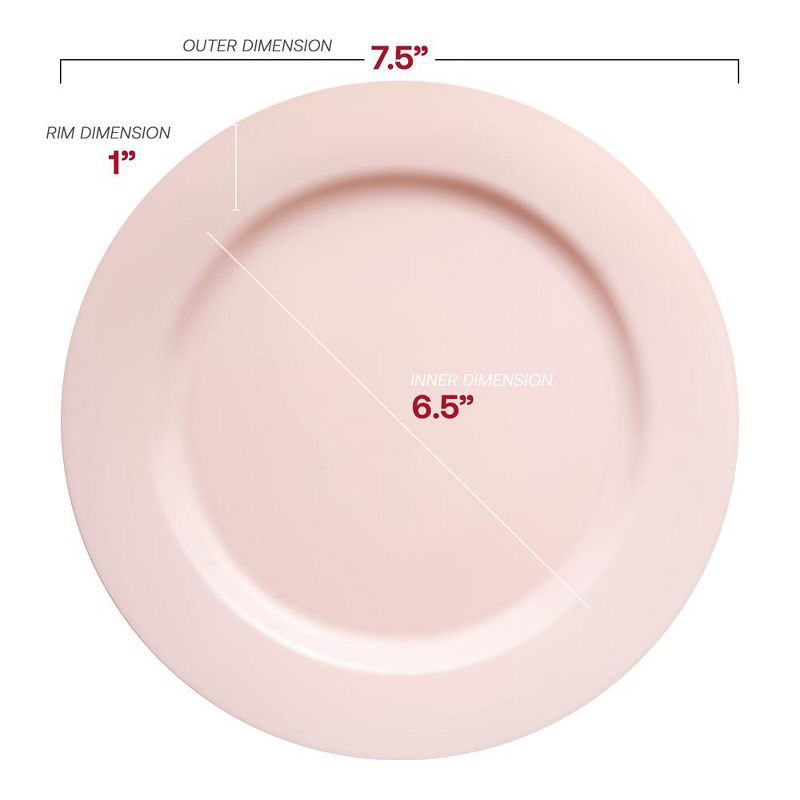 Smarty Had A Party 7.5" Matte Pink Round Disposable Plastic Appetizer/Salad Plates (120 Plates), 3 of 8
