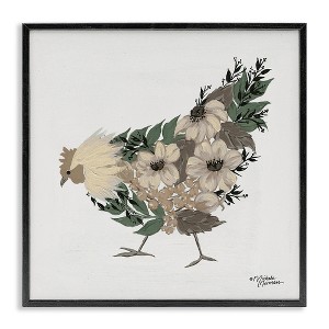 Stupell Industries Floral Chicken Farm Arrangement Black Framed Giclee Art - 1 of 4