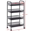 Costway 4 Tier Utility Storage Rack Trolley Cart Home Kitchen Organizer  Baskets Black - 2 of 4
