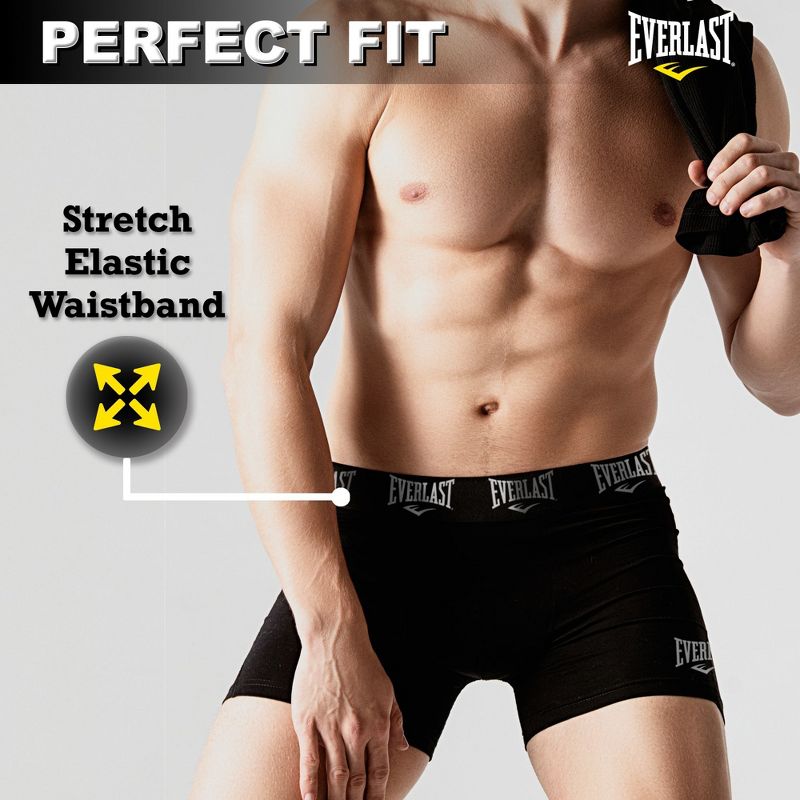 3 Pack Everlast Mens Boxer Briefs Breathable Underwear for Men Active Performance Dri Fusion Tech Mens Underwear, 3 of 5