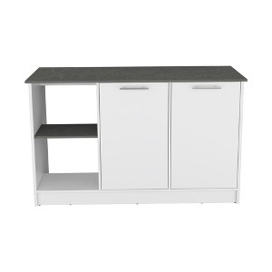 Kitchen Island with Generous Countertop and Two Open Storage Shelves - 1 of 4