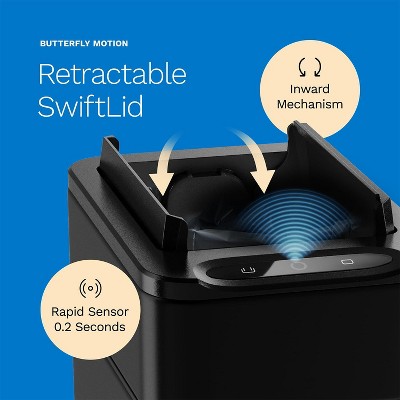 Black Matte Stainless Steel Touchless 2.4 Gallon Sensor Trash Can